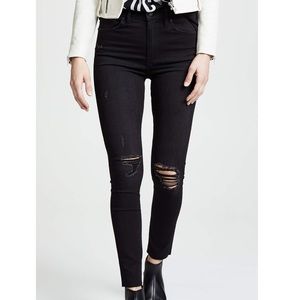 Hudson Ripped Knee High Rise Black Skinny Jeans Sz 29